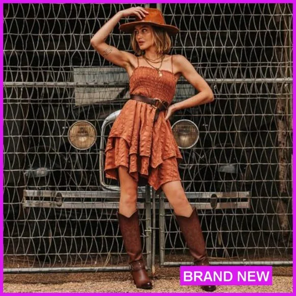 Knee High Cowboy Boots Western Style Chunky Heel Pull On Zipper Fashion - Picture 3 of 7